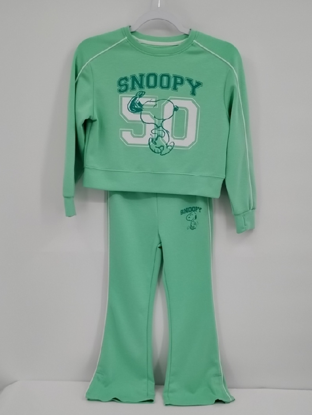 Peanuts Mint Green Snoopy Sweat Suit Set Sweatshirt Pants M 8